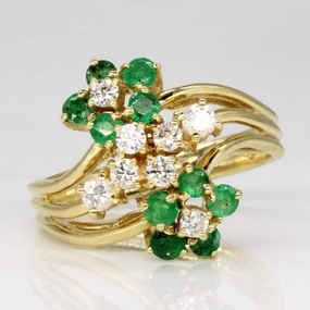 Emerald & Diamond Waterfall Ring | 0.37ctw, 0.32ctw | SZ 6.75 | Classic Fashion