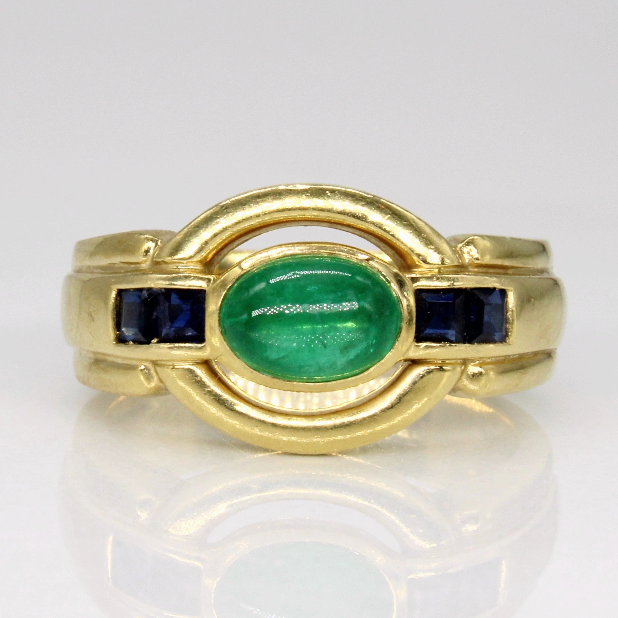 Emerald & Sapphire Cocktail Ring | 0.85ct, 0.28ctw | SZ 6 | Exquisite Detailing