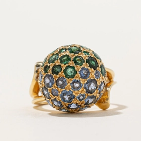 Dainty Design Classy Vibe Emerald & Sapphire Dome Ring | 3.20ctw | SZ 4.75 |