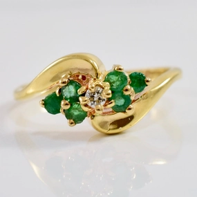 Emerald and Diamond Bypass Ring | 0.03 ctw SZ 4 | Weekend Glam