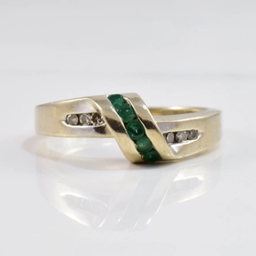 Fresh Accent Emerald and Diamond Bypass Ring | 0.05 ctw SZ 5.5 |