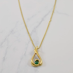 Emerald Bypass Drop Necklace | 0.20ct | 19" | soft look Elegant Detail