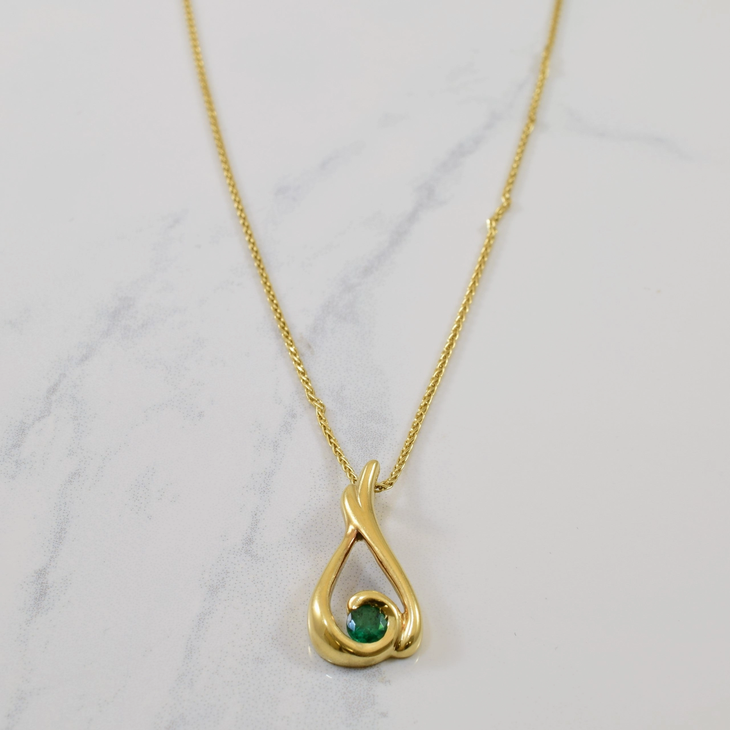Emerald Bypass Drop Necklace | 0.20ct | 19" | soft look Elegant Detail