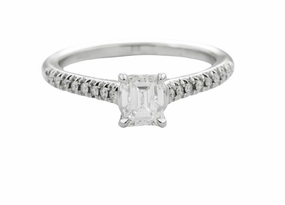 EMERALD CUT DIAMOND RING WITH DIAMONDS IN SHANK 0.81 CTTW Artisan Vibe Gentle Contour