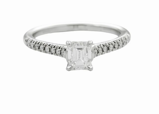 EMERALD CUT DIAMOND RING WITH DIAMONDS IN SHANK 0.81 CTTW Artisan Vibe Gentle Contour