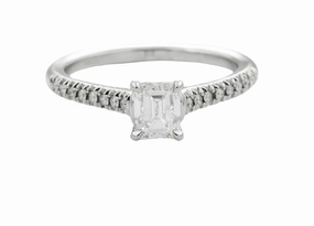EMERALD CUT DIAMOND RING WITH DIAMONDS IN SHANK (.81cttw) Vintage Symbol Bold Look