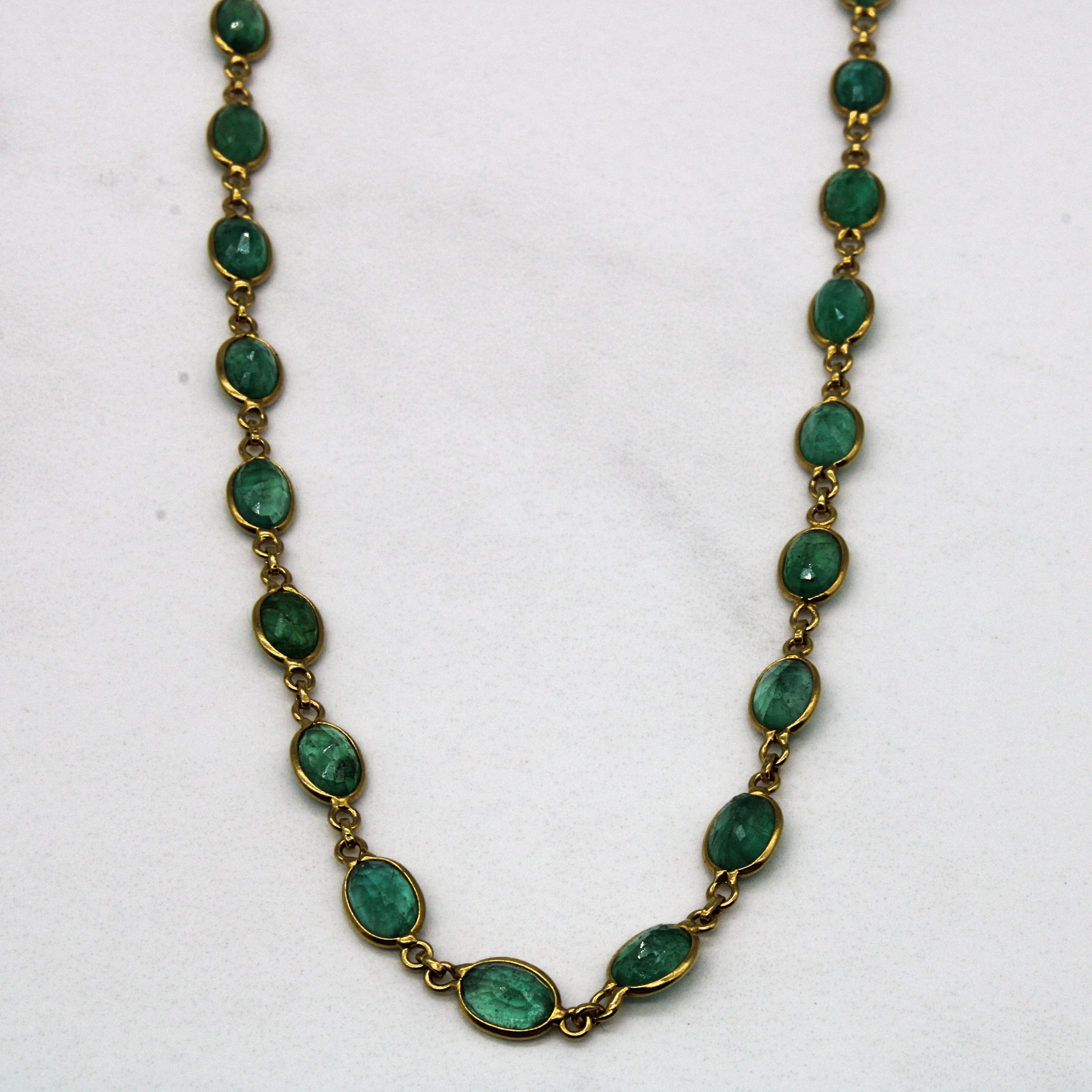 Emerald Eternity Chain Necklace | 17.40ctw | 18" | Polished Piece