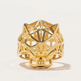 Emerald Eye Panther Head Ring | 0.04ctw | SZ 6.75 Graduation Day Soft Vibe