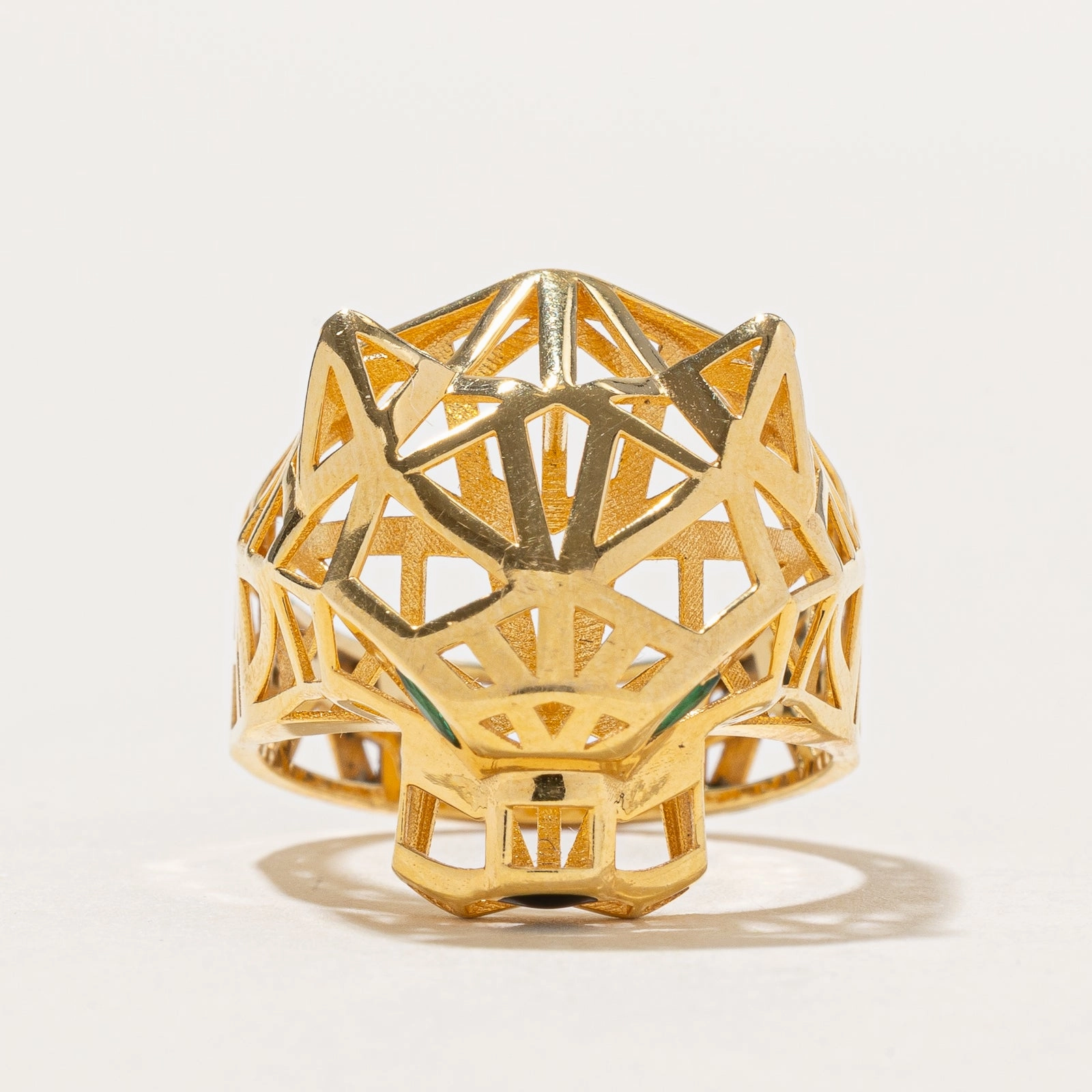 Emerald Eye Panther Head Ring | 0.04ctw | SZ 6.75 Graduation Day Soft Vibe