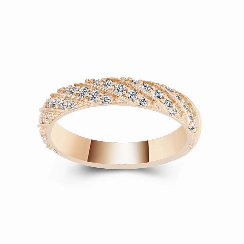 Classic Keepsake Trendy Embellishment Elegant Eternity Ring Band | 18K Gold | Moissanite