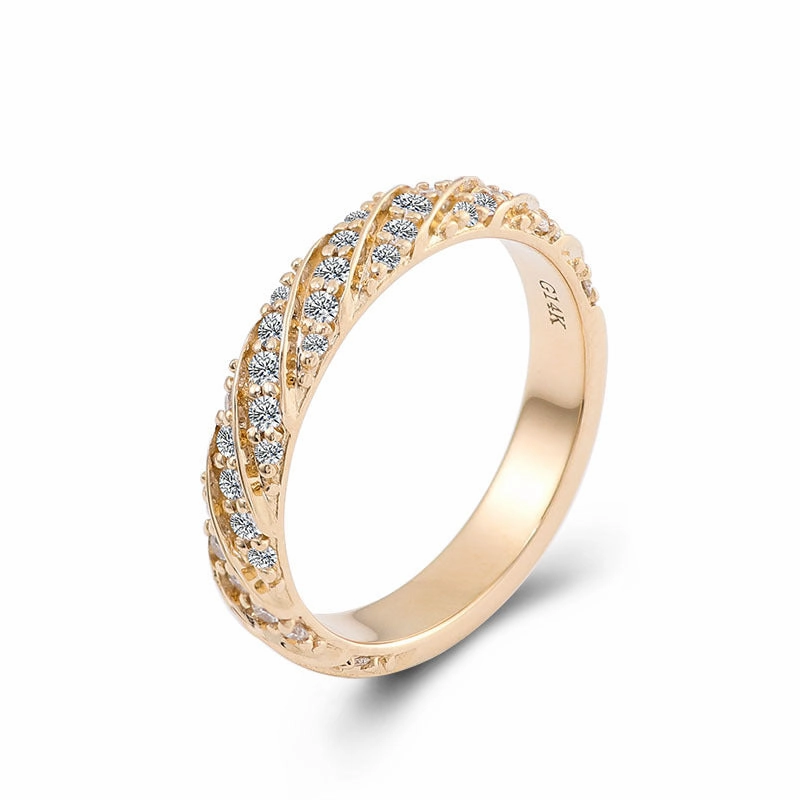 Genuine Sentiment Elegant Eternity Ring Band | 18K Gold | Moissanite
