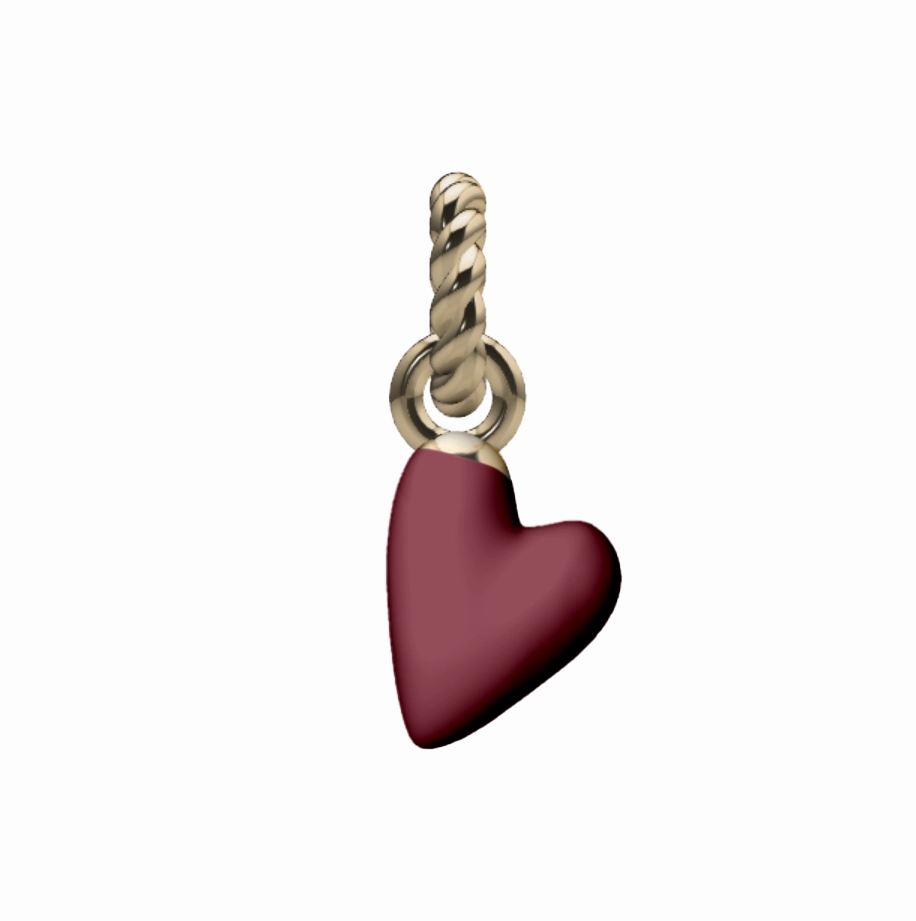 Aura Enamel Heart Charm Polished Contour Graceful Accent
