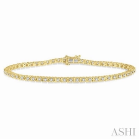 1 Ctw Round Cut Diamond Tennis Tulip Bracelet in 14K Yellow Gold Retro But New