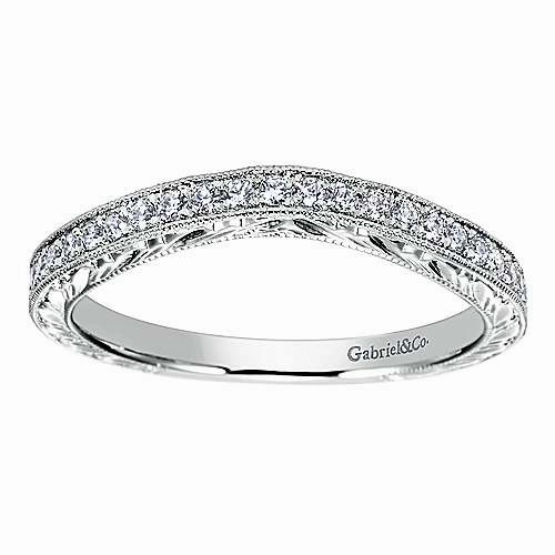 Engraved Shank Diamond Band .19Cttw 14K White Gold  144B Formal Elegance Sparkling Decoration