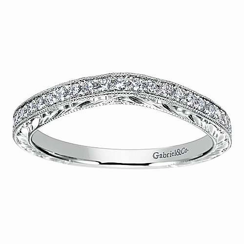 Engraved Shank Diamond Band .19Cttw 14K White Gold  144B Modern Design