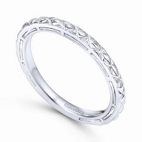 Engraved Stackable Ring 14K White Gold | Mullen Jewelers Luxurious Look Signature Piece