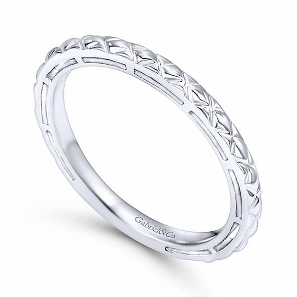 Future Use Engraved Stackable Ring 14K White Gold | Mullen Jewelers