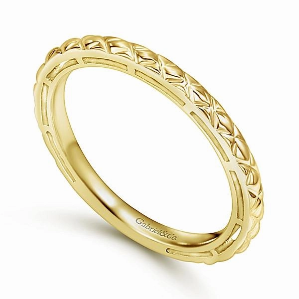 Engraved Stackable Ring 14K Yellow Gold | Mullen Jewelers Youthful Accessory