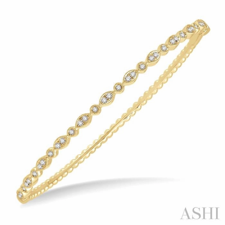 Layered Look 3/8 Ctw Marquise & Round Mount Stackable Diamond Bangle in 14K Yellow Gold