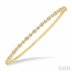 Layered Look 3/8 Ctw Marquise & Round Mount Stackable Diamond Bangle in 14K Yellow Gold