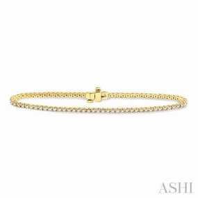 1 ctw Square Shape Round Cut Diamond Tennis Bracelet in 14K Yellow Gold Positive Combinations Universal Selection