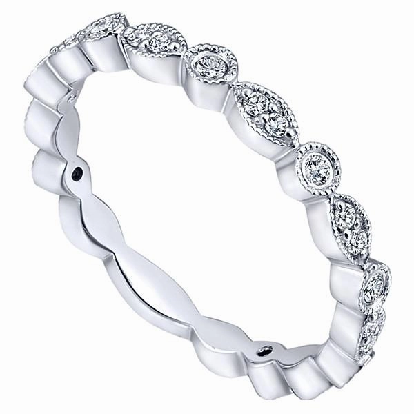 Marquise Shaped Round Diamond Ring 14K White Gold Quality Craft