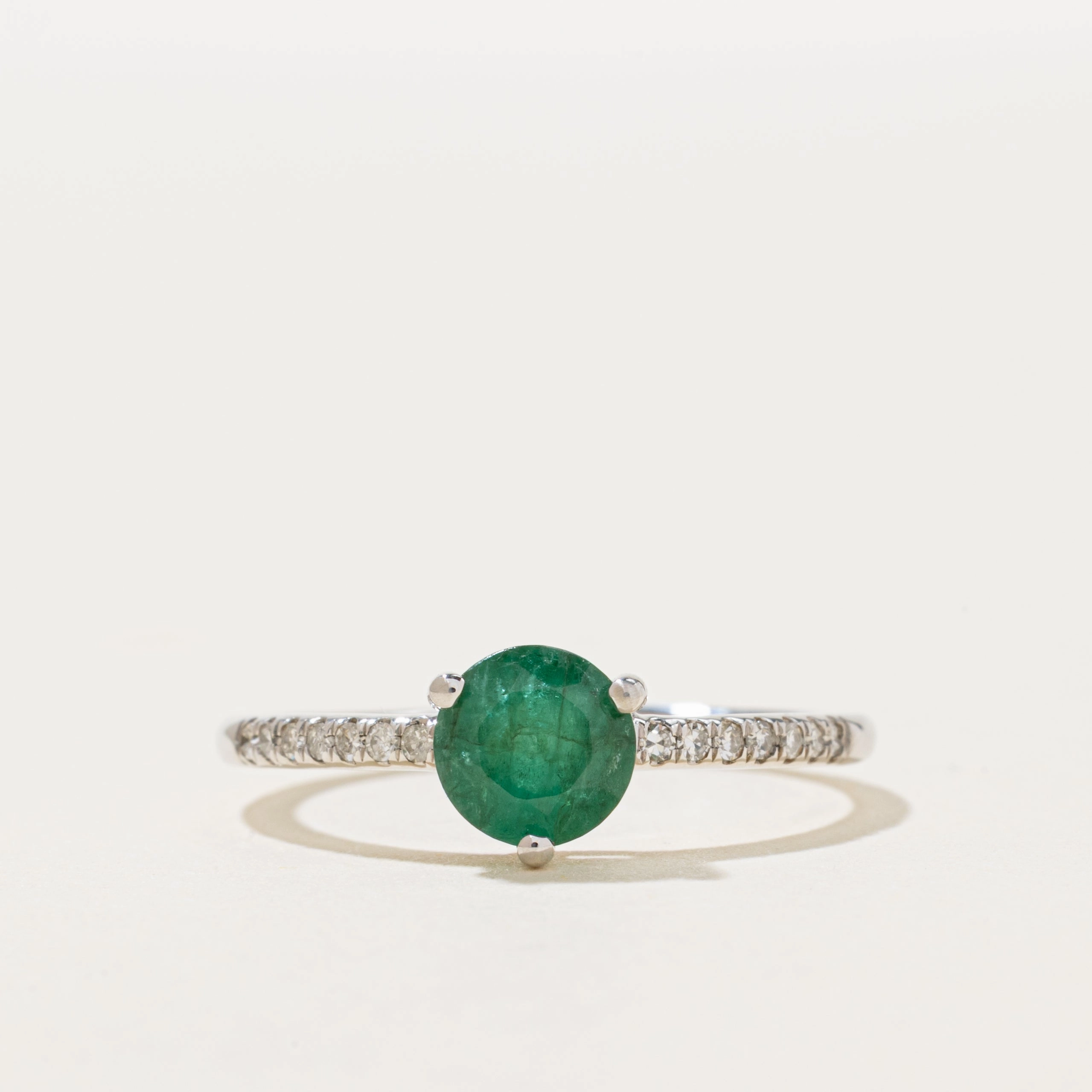 Emerald & Diamond Ring | 0.75ct, 0.07ctw | SZ 7.25 Soft feature Fashion Layer