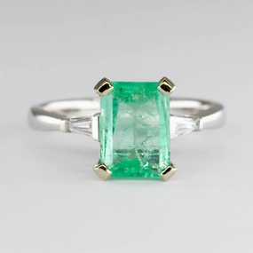 Finishing Feature Emerald & Diamond Ring | 1.85ct, 0.11ctw | SZ 6.5 |