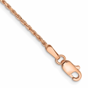 Be All 14K Rose Gold 10 inch 1.5mm Diamond-cut Man Made Rope with Lobster Clasp Anklet