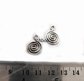 Silver spiral charm double sided CHMS52 2 charms Luxe Lookbook