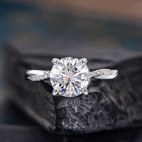 Versatile Style Louily 2.0 Carat Twist Round Cut Engagement Ring In Sterling Silver