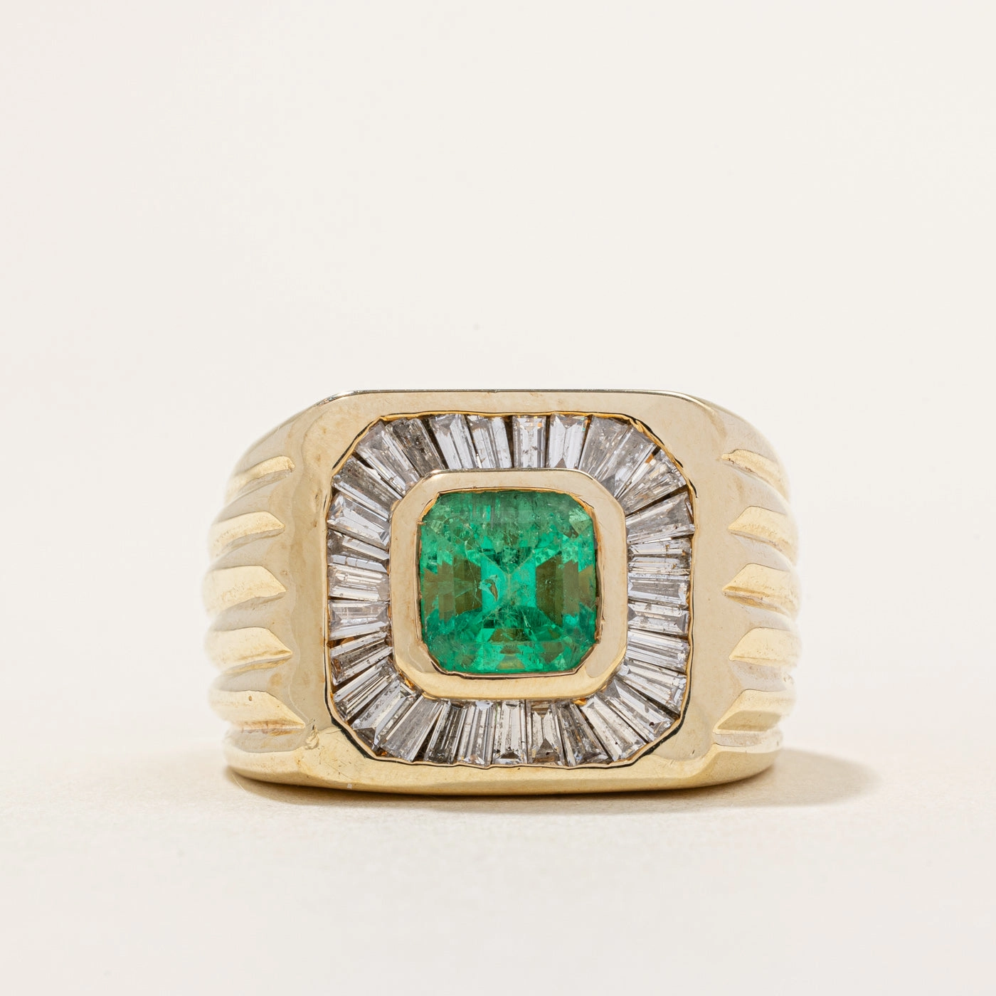 Emerald & Diamond Cocktail Ring | 2.81ct, 1.30ctw | SZ 9.75 | Chic Fusion Timeless Shine Shine