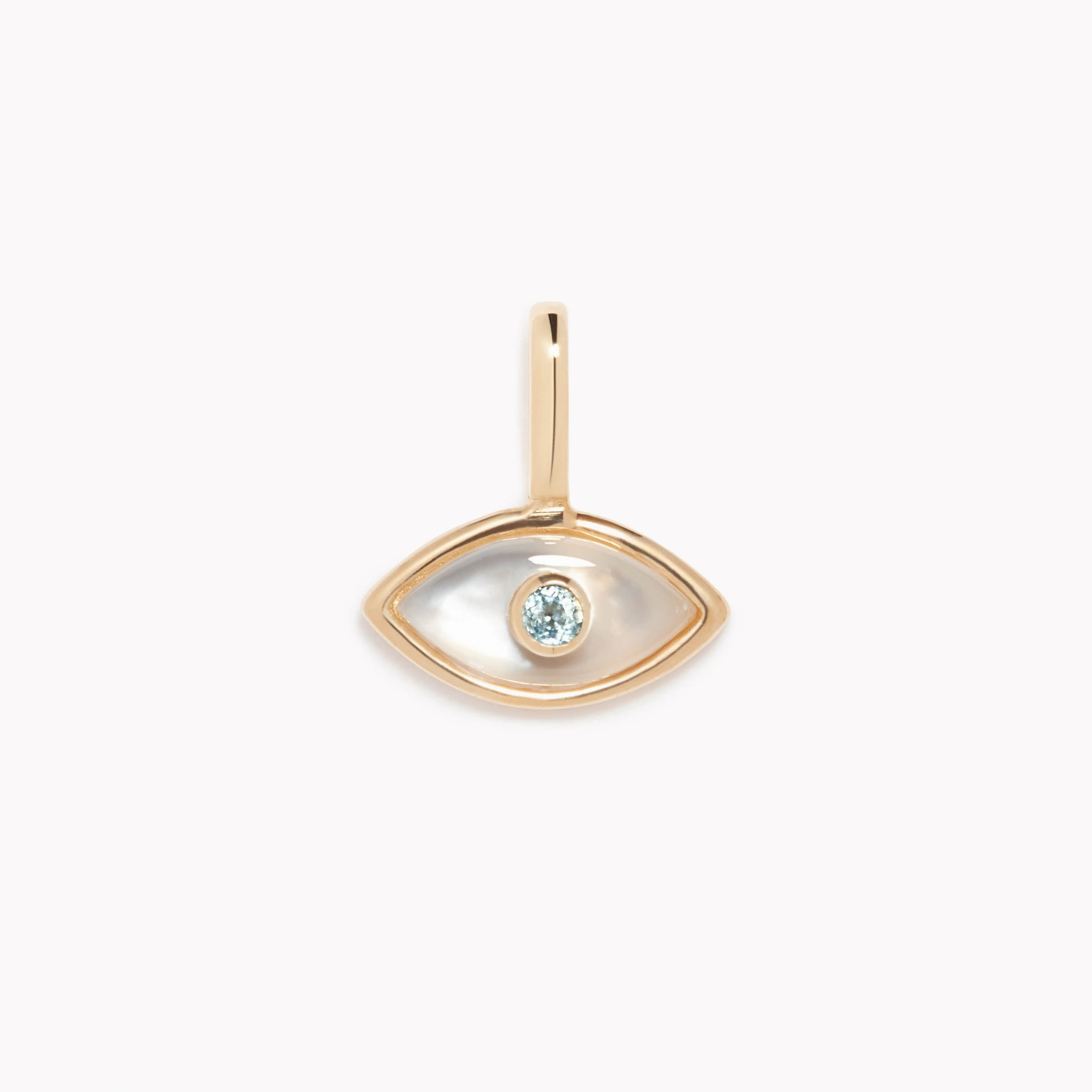 Polished Touch Bright Shine Evil Eye Charm 14k Gold