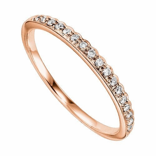 Bold Bauble Bead Set Contoured Diamond Ring  .12 Cttw 10K Rose Gold