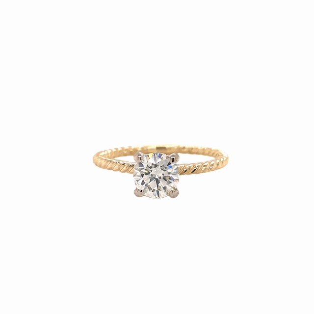14 Karat Yellow/White Milgrain Hidden Halo Engagement Ring (.90cttw) Sentimental Piece