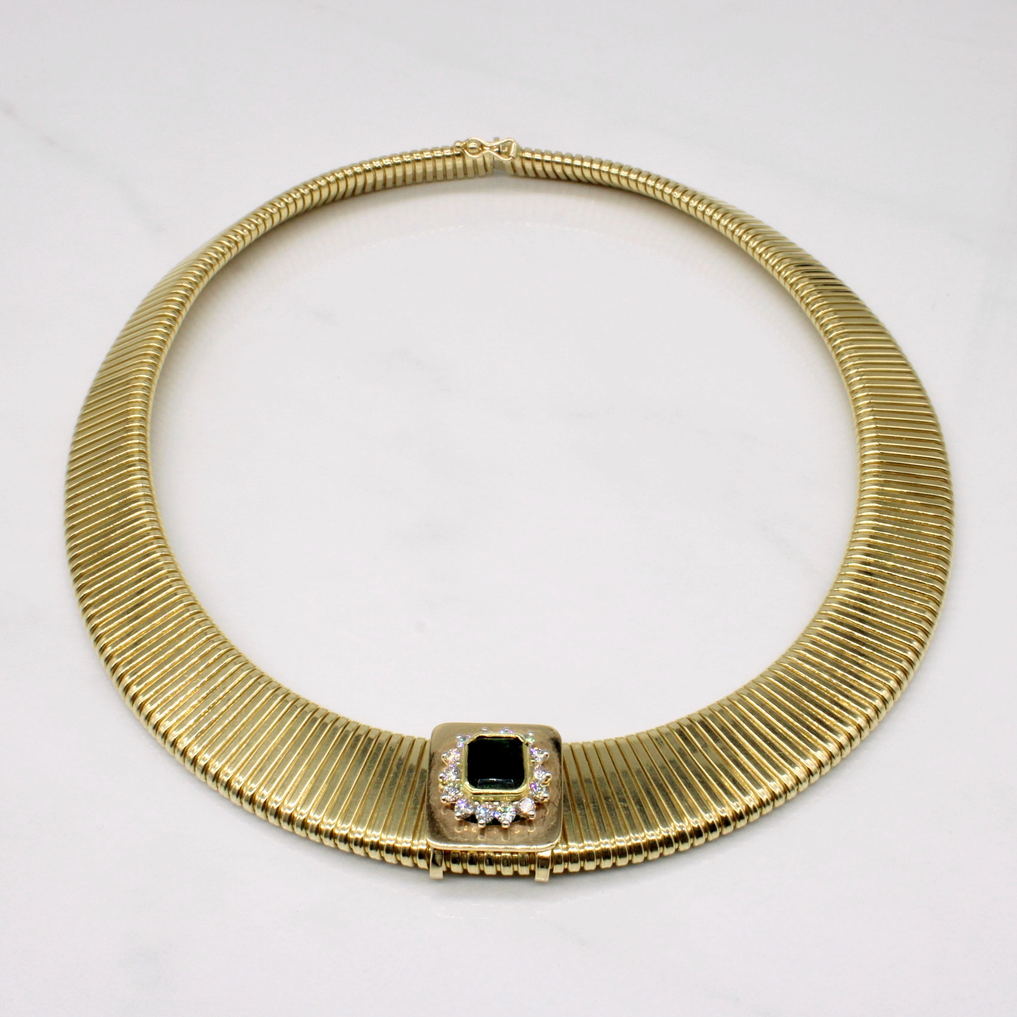 Emerald & Diamond Sliding Pendant Necklace | 1.40ct, 0.75ctw | 17" | Luxe Detail