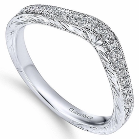 Bead Set Engraved Contoured Diamond Ring 1/5cttw 208B Eternal Style
