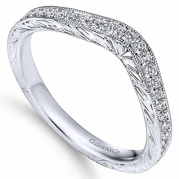 Bead Set Engraved Contoured Diamond Ring 1/5cttw 208B Stylish Memento Daughter Present