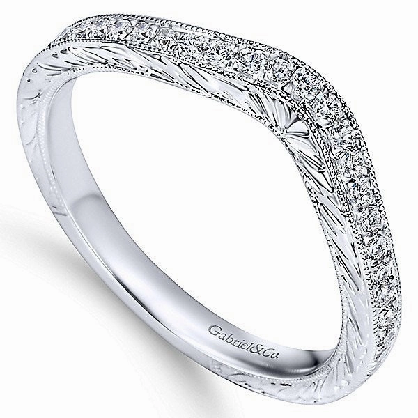 Bead Set Engraved Contoured Diamond Ring 1/5cttw 208B Engagement Gift