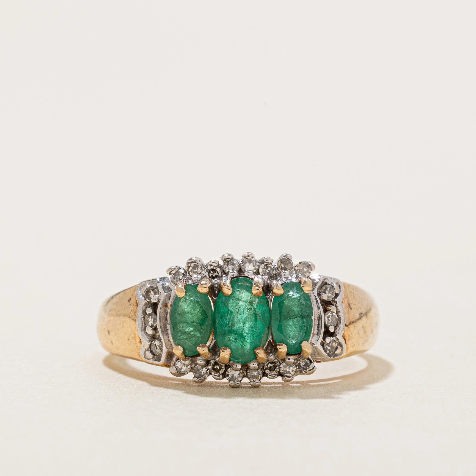 Emerald & Diamond Ring | 0.75ctw, 0.12ctw | SZ 8 Luxury Night