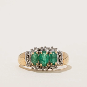 Emerald & Diamond Ring | 0.75ctw, 0.12ctw | SZ 8 Luxury Night