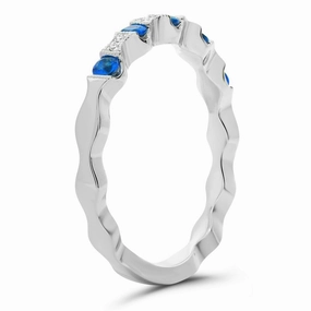 WHITE GOLD SAPPHIRE AND DIAMOND BAND Economical Craft