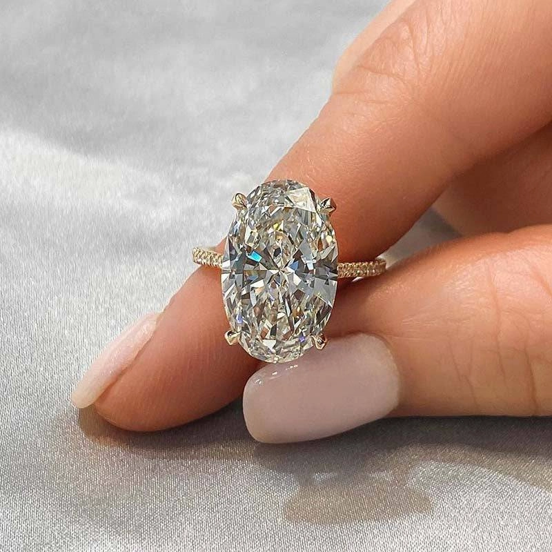 Louily Luxurious Yellow Gold 8.0Ct Oval Cut Engagement Ring In Sterling Silver Daily Details Timeless Design