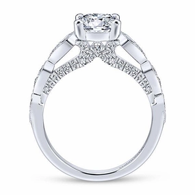 Ornate Jewelry Vintage Station Round Diamond Ring .46 Cttw 14K White Gold 386A