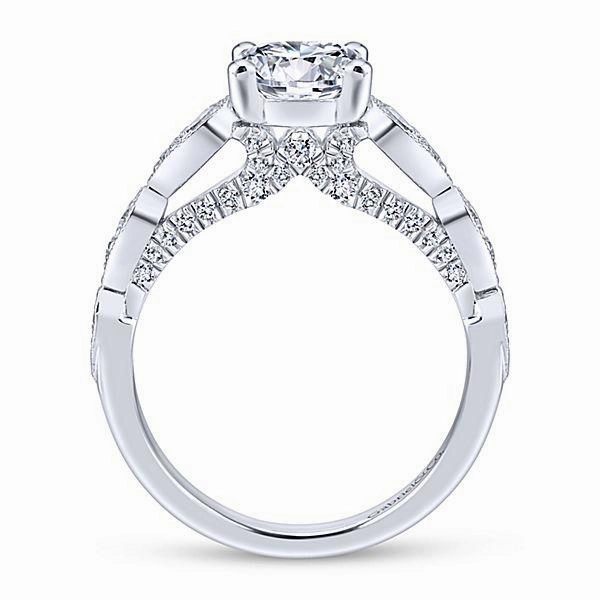 Vintage Station Round Diamond Ring .46 Cttw 14K White Gold 386A Artistic Art