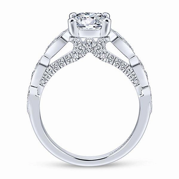 Vintage Station Round Diamond Ring .46 Cttw 14K White Gold 386A Bold Decoration