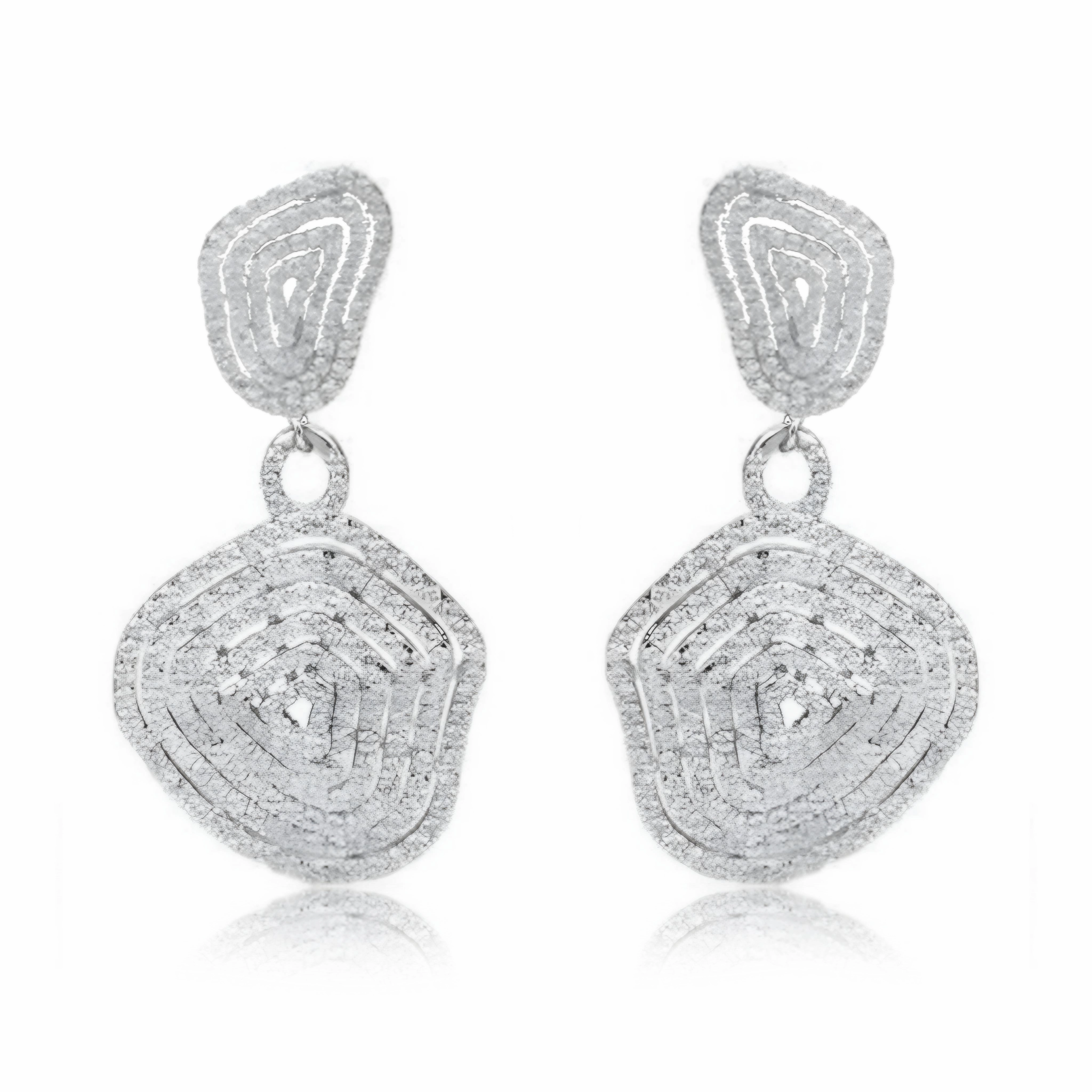 Sterling Silver Natural Shape MicroPave Earrings Trendy Fashion