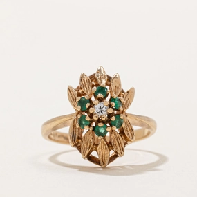 Everyday Mood Signature Detail 'Birks' Emerald & Diamond Cocktail Ring | 0.10ctw, 0.06ct | SZ 7.25 |