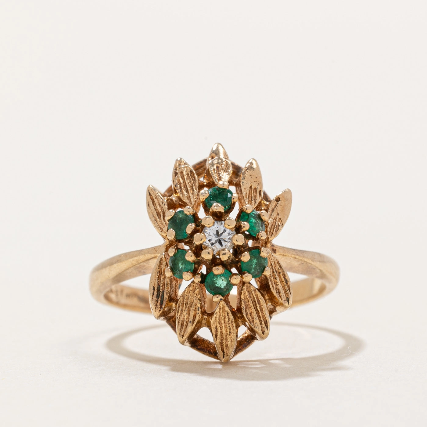 Everyday Mood Signature Detail 'Birks' Emerald & Diamond Cocktail Ring | 0.10ctw, 0.06ct | SZ 7.25 |