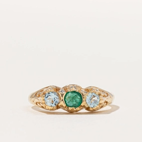 Aquamarine & Emerald Ring | 0.14ctw, 0.12ct | SZ 4.25 | Pure Accent
